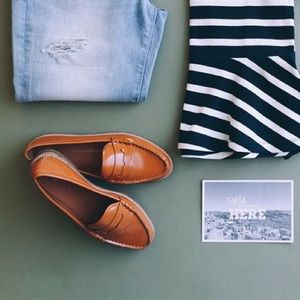 Gap Cognac Leather Loafers Size 8